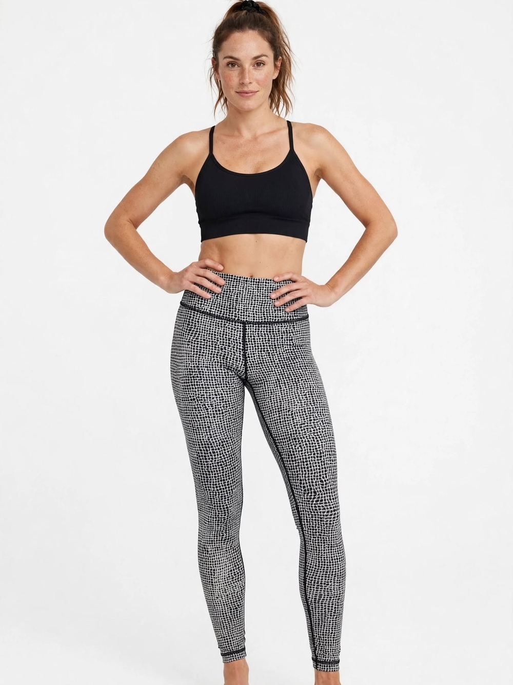 Lululemon Wunder Under High-Rise Tight 25" - Black White Shattered Grid Crackle